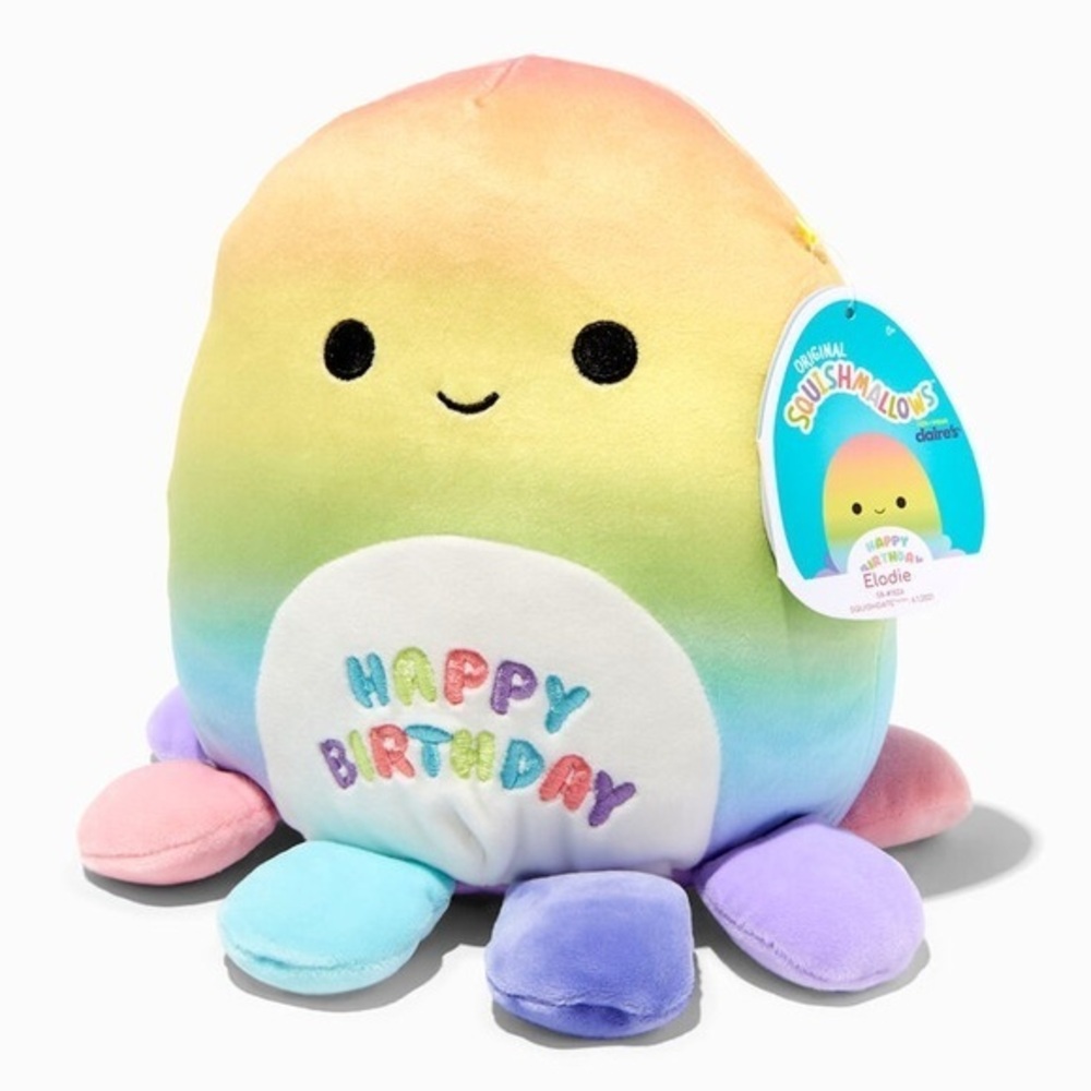 NWT Squishmallows™ Claire's Exclusive 8" Birthday Octopus Plush Toy